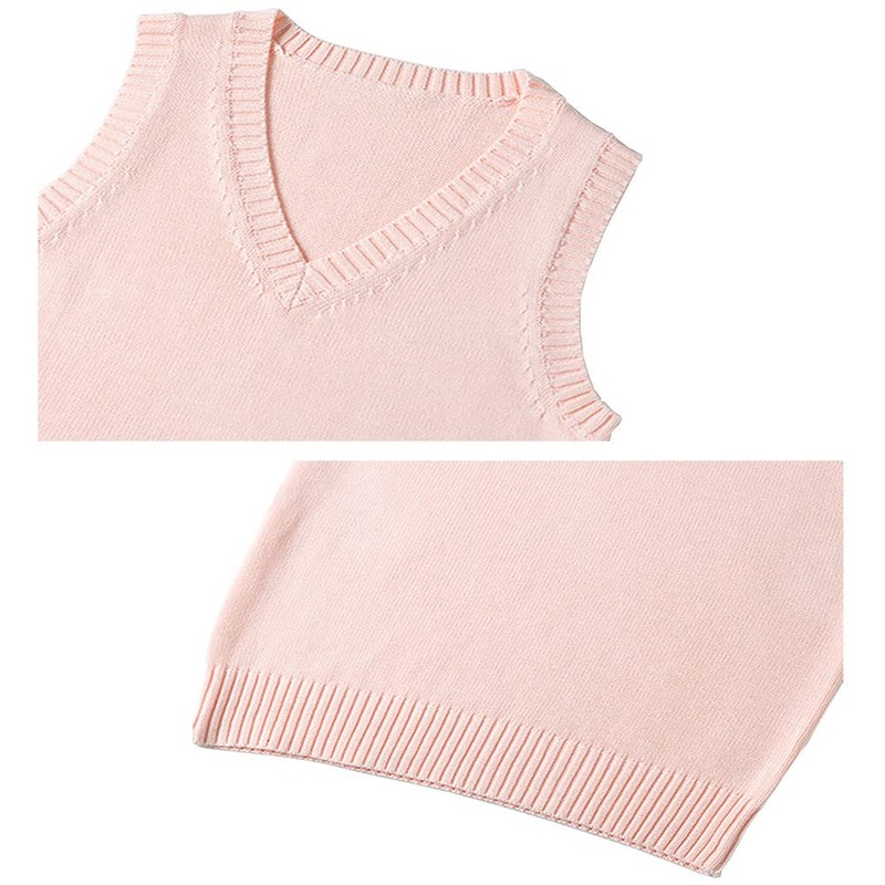 ZUEVI School Vest, Girls' Uniform Vest, Student, V-Neck, Loose Knit,