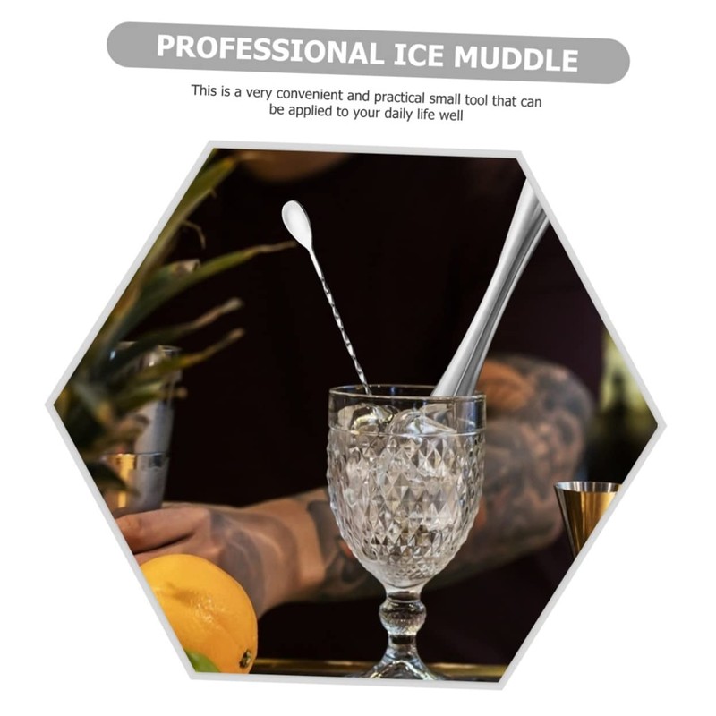 Ipetboom 1 Set Mojito Muddler Set Stainless Steel Ice Grinding