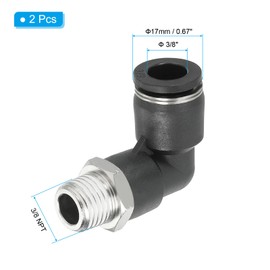 PATIKIL Female Elbow Tube Push to Connect Fittings 2 Pack Female Elbow 3/8" Tube OD x 3/8" N PT Thread 90 Push to Connect Fitting for Airwater