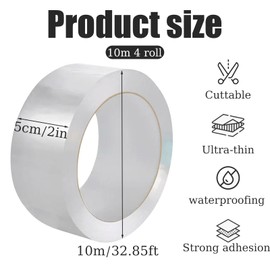 Huakaile 4 Roll Window Weather Sealing Tape 2IN x 33FT, Weatherproofing Draft Insulation Tape Stopper, Removable Window Sill Protector, Door Window Sealer for Winter Block Cold Air