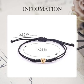 Schwarzes Initialarmband Initial A-Z Charm Buchstabenarmbänder für Frauen Männer Seil geflochtene Initialarmbänder Herz Brief gewebtes Armband Graduation Mothers Day Geschenke (L)