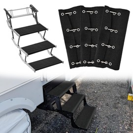 Nilight RV Step Covers 3 Pack 20 inch, Fits 8-10" Deep Camper Steps Adjustable Wrap Around RV Step Rug with Spring Works on Electrical & Manual RV Stairs Carpet for Camper Trailers Steps Outside,Black
