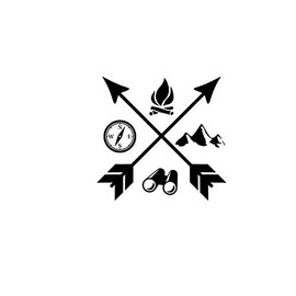Camping Arrows Fire, Compass, Mountains NOK Decal Vinyl Sticker |Cars Trucks Vans Walls Laptop|Black|5.5 x 5.5 in|NOK1181