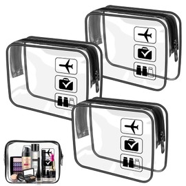 Transparent Cosmetic Bag, 3 Toiletry Bags, Transparent Toiletry Bag, Toiletry Bag for Transporting Liquids, Cosmetic Bag, Waterproof Flight Bag, Zipper for Travel Women Men, beige