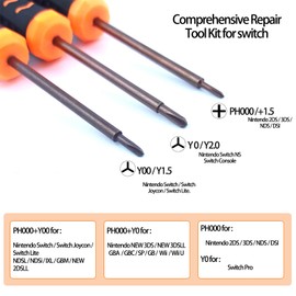 Precision Screwdriver Set for Switch,Y00,Ph000,Y2.0 Tri-Point Screwdriver, Spudger,Tweezers, Cleaning Brush and A Suction Cup with Sim Card Thimble,for SwitchLite, Joycon Controller Repair Clean