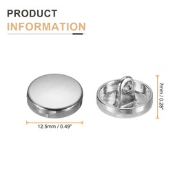 HARFINGTON 10pcs Metal Flat Button, 12.5mm Round Metal Sewing Button Alloy Shank Replacement Button for Men Women Suit Woolen Coat Shirt Jacket Trousers Sewing Crafts, Bright Silver
