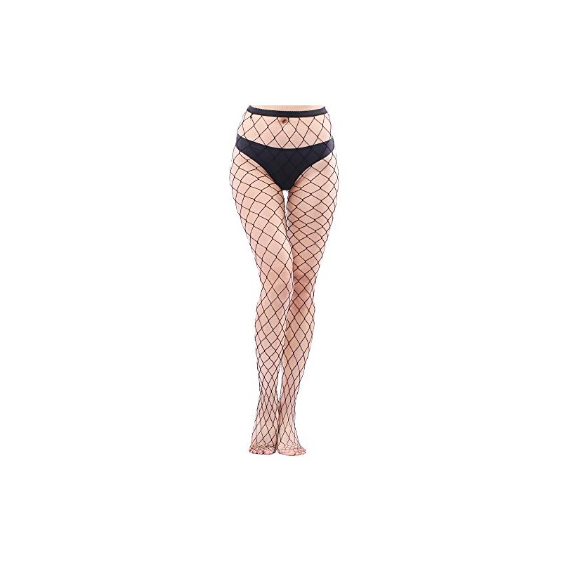 EVERSWE High Waist Fishnet Tights, Thigh High Suspender Stockings (L1P,