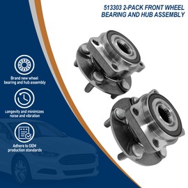 Torquizo 513303 2-Pack Front Wheel Bearing and Hub Assembly for 2008-2014 Subaru Forester, Impreza, 2013-2014 XV Crosstrek, 2005-2014 Outback, Legacy with 5 Lug Bolts and ABS