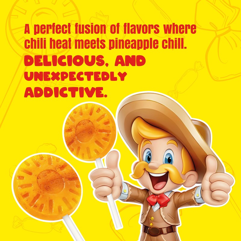 Alteño (Alteno) Super Piña Loca Pineapple Chili Lollipops, Mexican Style