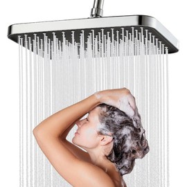Rain Shower Head 14 Inch Shower Head Rain Shower 360° Adjustable Rain Shower with Anti-Limescale Nozzles, Square Shower Head Stainless Steel Water-Saving Rain Shower Head Built-in Shower Heads for