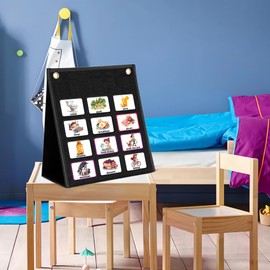 Behavior Chart with 70 Picture Cards for Autism Kids | Hook & Loop Visual Schedule Board, Wall & Desktop Daily Routine Planner (No Magnets)