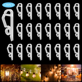 SelfTek Pack of 120 Christmas Light Clips for Christmas Outdoor Lighting Decoration Mini Gutter Hooks for Fairy Lights Plastic Holder Hooks Fairy Lights Attachment Rain Gutter (White)