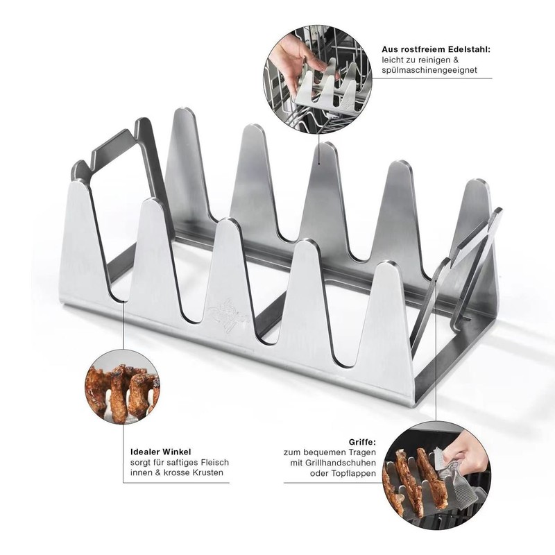 BBQ Skewer Rack Lightweight Portable Sturdy Structure Stainless Steel Wear