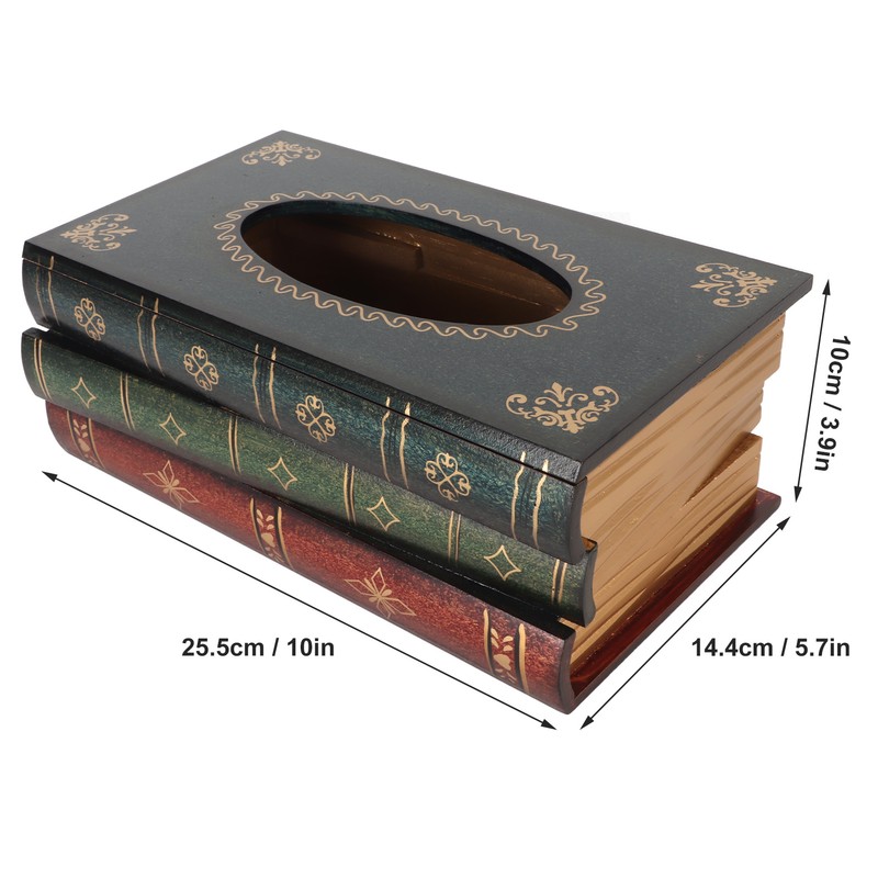 Book Tissue Box Cover Antique Rectangular Dispenser Napkin Holder for