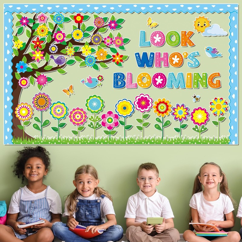 Spring Bloom Flower Bulletin Board Set Look Who’s Blooming Classroom