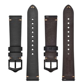 BISONSTRAP Watch Band, Military Style, Italian Leather, Replacement Strap, Quick Release, 0.71, 0.75, 0.79, 0.83, 0.87 inches (18, 19, 20, 21, 22 mm)