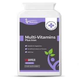 Multivitamins with Iron 180 One A Day Tablets - 13 Essential Vitamins & Minerals for Men and Women - Vitamins A, C, D, E, B1, B2, B3, B5, B6, B9, B12 & More - 6 Months Supply, UK Made to GMP Standards