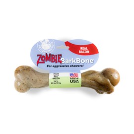 Pet Qwerks Zombie NYLON BarkBone - Chew Toy for Aggressive Chewers, Tough Durable Extreme Power Chewer Bone | Made in USA -  Available in 2 Flavors and 4 Sizes