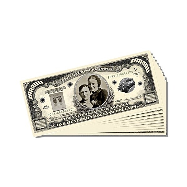 Bonnie and Clyde Million Dollar Bill - 10 Count with