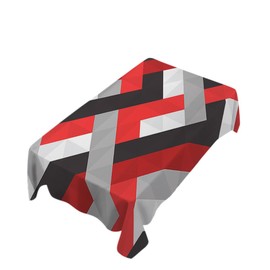 Zaueky Geometric Pattern Rectangle Tablecloth Red Black White Grey Crisscross Stripe Oil Stain Resistant Table Cloth for Kitchen Dinning Table 52 x 70 Inch