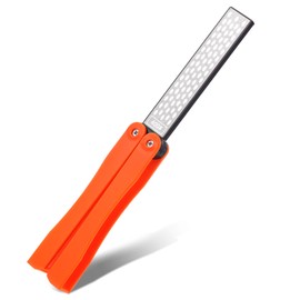 Double Sides Knife Sharpener Tool 400/600 Grits Diamond Sharpening Stone Tool Portable Handheld Pocket Sharpener for Kitchen Outdoor Garden (Fine/Coarse Grinding)