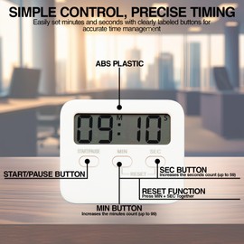 Digital Kitchen Timer Magnetic Backing Stand, Alarm LCD Timers, Timers for Kitchen, Baking, Exercise Training, Study, Count up and Count down Clock