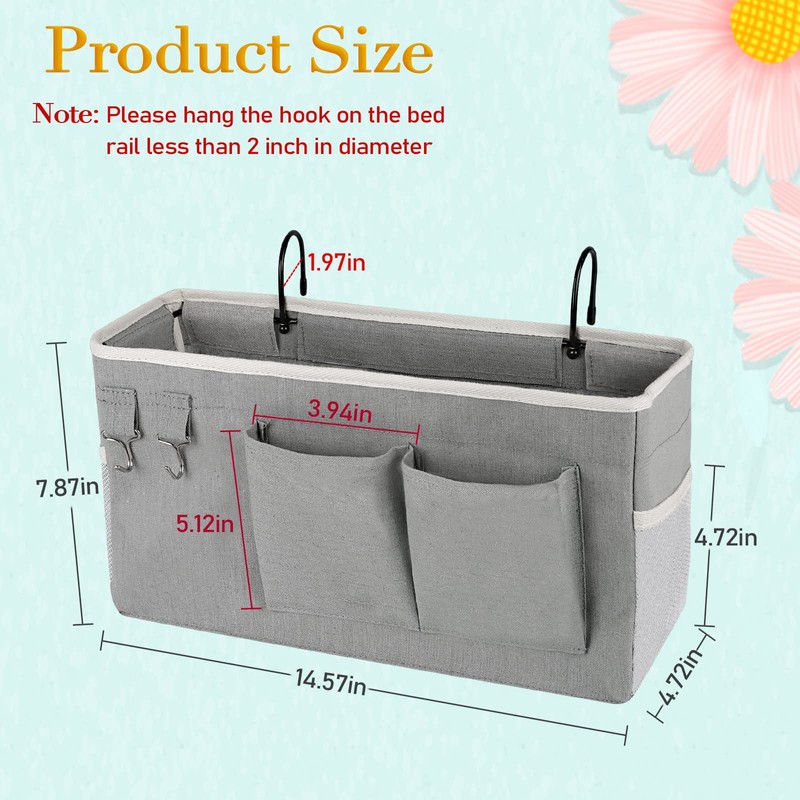 Ozzptuu Bedside Storage Caddy/Bedside Hanging Storage Bag for Headboards Bunk