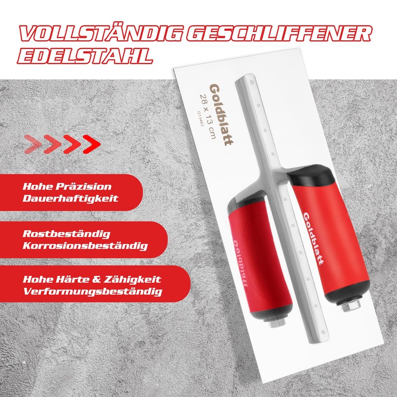 Goldblatt Stainless Steel Smoothing Trowel 280 x 130 mm
