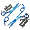 5.5 Inches Hair Cutting Scissors Set with Razor Combs Lether