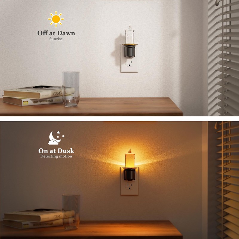JandCase Night Lights Plug into Wall, 2 Pack Flameless Candle