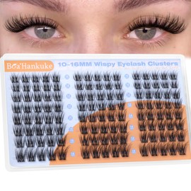 Natural Lash Clusters Wispy Cluster Eyelash Extensions 10-16MM CD Curl Eyelash Clusters 3D Fluffy Individual Lashes Salon Style DIY Cluster Lashes with 0.005mm Thin&Soft Band