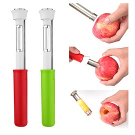 2pcs Apple Core Removal Tool, Stainless Steel 2-in-1 Apple Core Remover Apple Corer and Peeler Fruit Core Seed Remover Pear Fruit Corer Apple Corer Cutter for Home Kitchen Tools