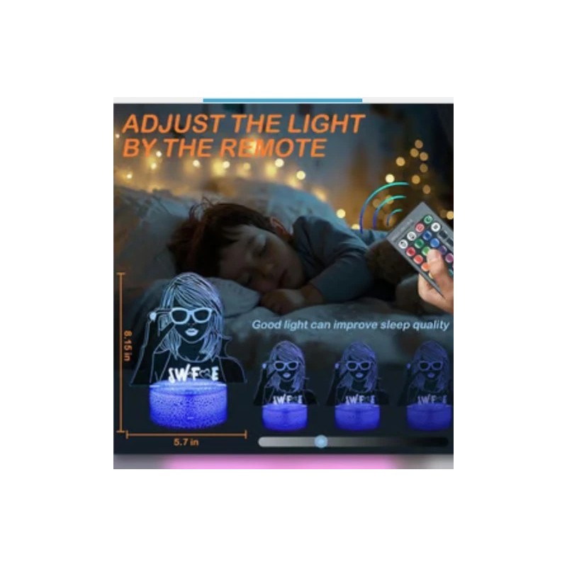 Unbranded 3D Creative Visualization LED Lamp SWIFTIE w Remote &