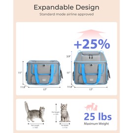Expandable Cat Dog Carrier: NOBLE DUCK Soft-Sided Pet Carrier Airline Approved Large Small Medium Collapsible Portable Travel Up to 25 Lbs Black