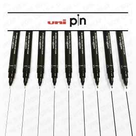 UniBall Uni Pin Pigment Liner Fineliner Drawing Pen - Full Set of 9 Grades - Black Ink!!