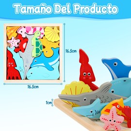 CLARITYKG Rompecabezas 3D Didáctico Infantil de 12 Piezas, Juguete Didáctico Rompecabezas Infantil Son Apilables para Ideal su Desarrollo y Estimulación Temprana(Animales Marinos)
