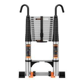 Telescoping Ladder,Aluminum Ladder with stabilizer bar,Lightweight Multi-Purpose Extension Ladder,Heavy Duty 330lbs Max Capacity,Collapsible for RV or Outdoor (16.5FT)