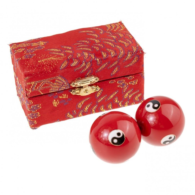 Chinese Health Balls - Red Yin Yang Design - 45
