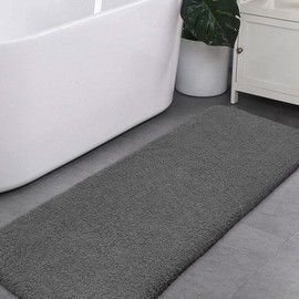 VANZAVANZU Long Bathroom Rugs Runner Bath Runner Rugs for Bathroom Non Slip Extra Soft Absorbent Long Bath Mat Microfiber Shaggy Thick Luxury Bath Mat Runner Machine Washable（ 20"x70",Dark Grey）