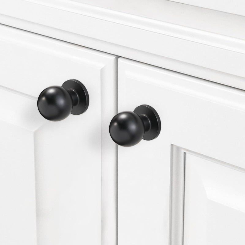 POVEFONK 10 Pack Matte Black Kitchen Cabinet Knobs Black Drawer