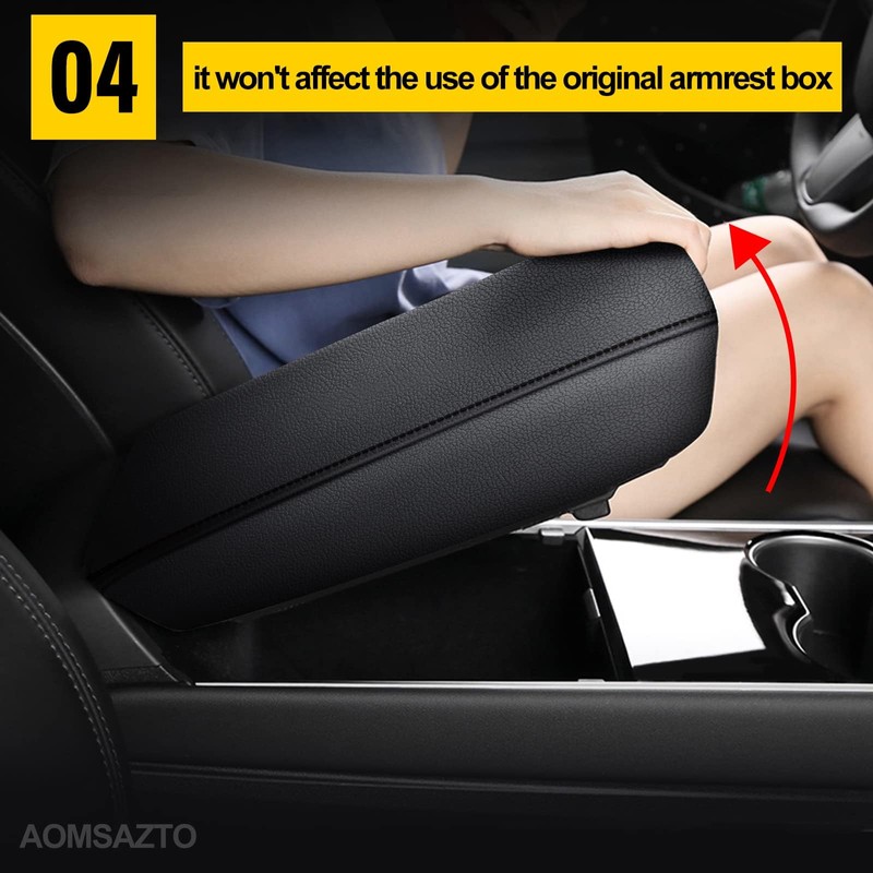 AOMSAZTO Black Leather Console Armrest Cushion for Sonata 2011-2014 Hyundai