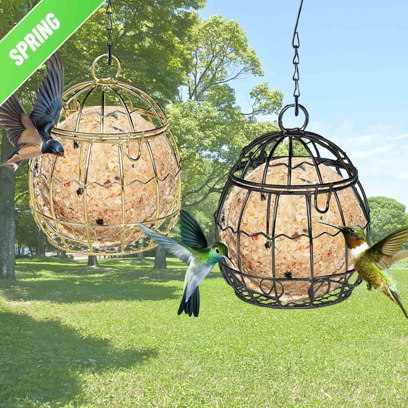 8 Pcs Suet Bird Feeders for Outside Hanging, Metal Wild