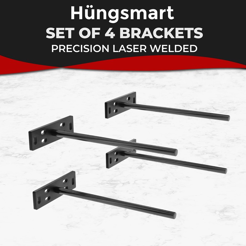 Set of 4 Floating Shelf Brackets Heavy Duty (1/4 inch