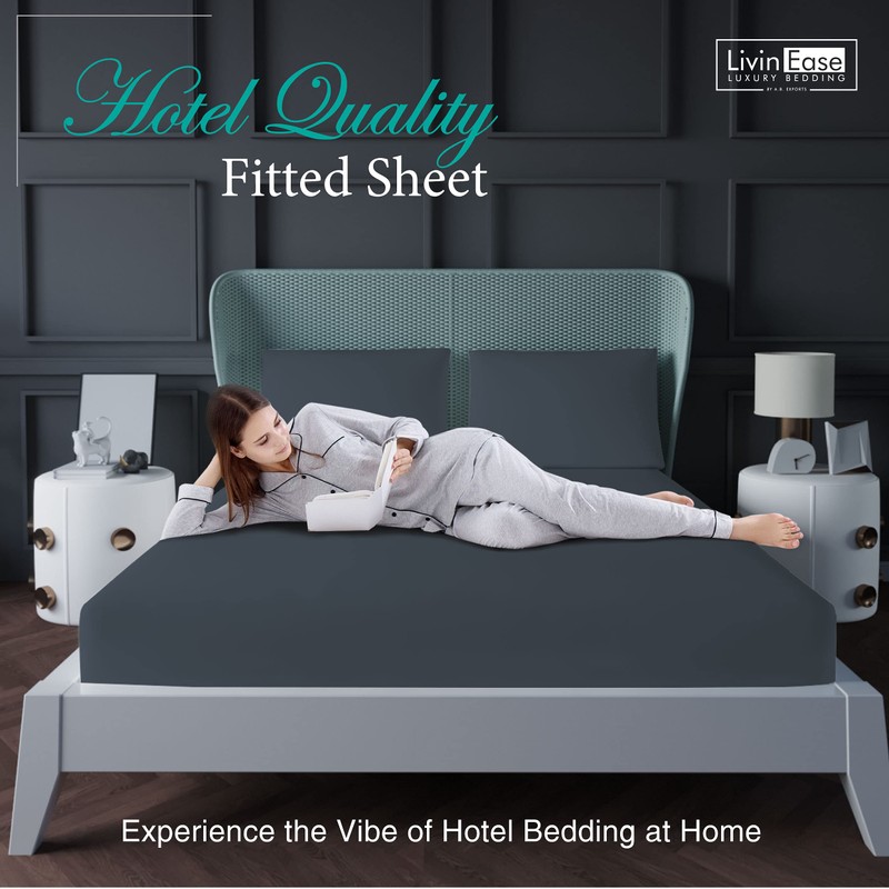 LivinEase Super King Fitted Sheet -10inch(26cm) Deep Cotton Blend Super