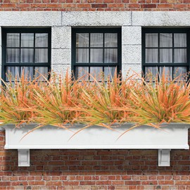 Caplidou 36 Pcs Fall Flowers Outdoor, UV Resistant Artificial Fall Plants Plastic Faux Fall Greenery Shrubs for Indoor Outside Planters Porch Patio Window Box Home Decor (Orange)