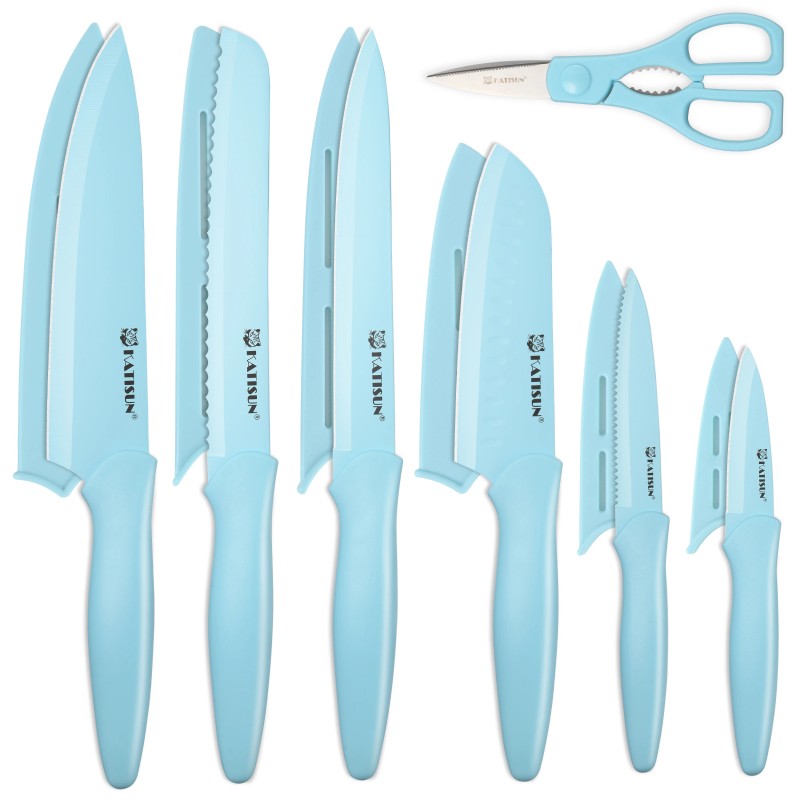 Full Blue 13 Piece Multifunctional Chef Knives Carbon Steel Kitchen