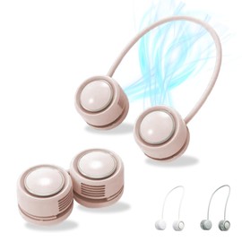 ECCLES3® COOLIN Rolling Compact Neck Fan, Bladeless, Lightweight, Handsfree, Rechargeable, Adjustable, 3 Speed Personal Portable Foldable USB-C Battery Operated Outdoor Indoor (Apricot)