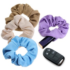4pcs Scrunchie Zipper ScrunchieHidden Pocket Scrunchie, Pocket Scrunchies Hair Ties with Hidden Zipper, for Hide Money,Elastic Hair Ties Ponytail Holder Accessories