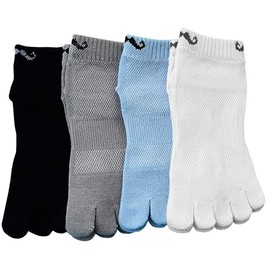 InSomila Kids' Socks, 5 Toe Socks, 4 Pairs Set, For Kids, Mesh, Girls, Boys, Cute, Cotton, For School Commutes, Breathable, Beard Pattern, Bicycle Pattern, Beard pattern