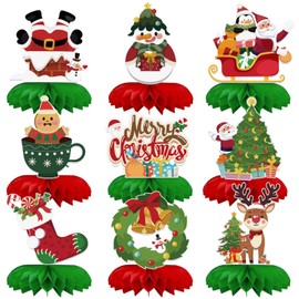 Pack of 9 Christmas Decoration Honeycombs, Christmas Table Decoration, Christmas Decoration Set, Christmas Decoration 3D for Christmas Party Decoration, New Year Party Decoration, Table Decoration